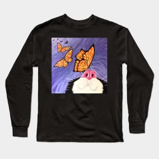 Butterfly Kisses on Cat Nose Long Sleeve T-Shirt